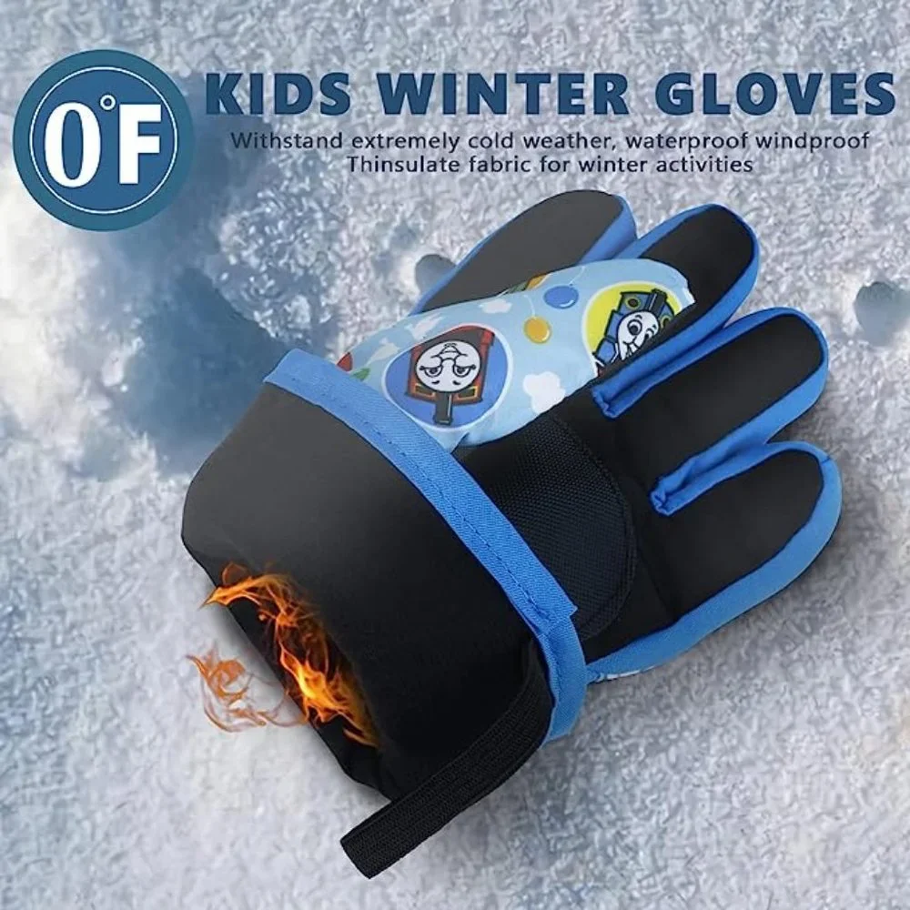 Kids Snow Gloves for Boys Girls Winter Waterproof Insulated Thomas the Train - Picture 3 of 7